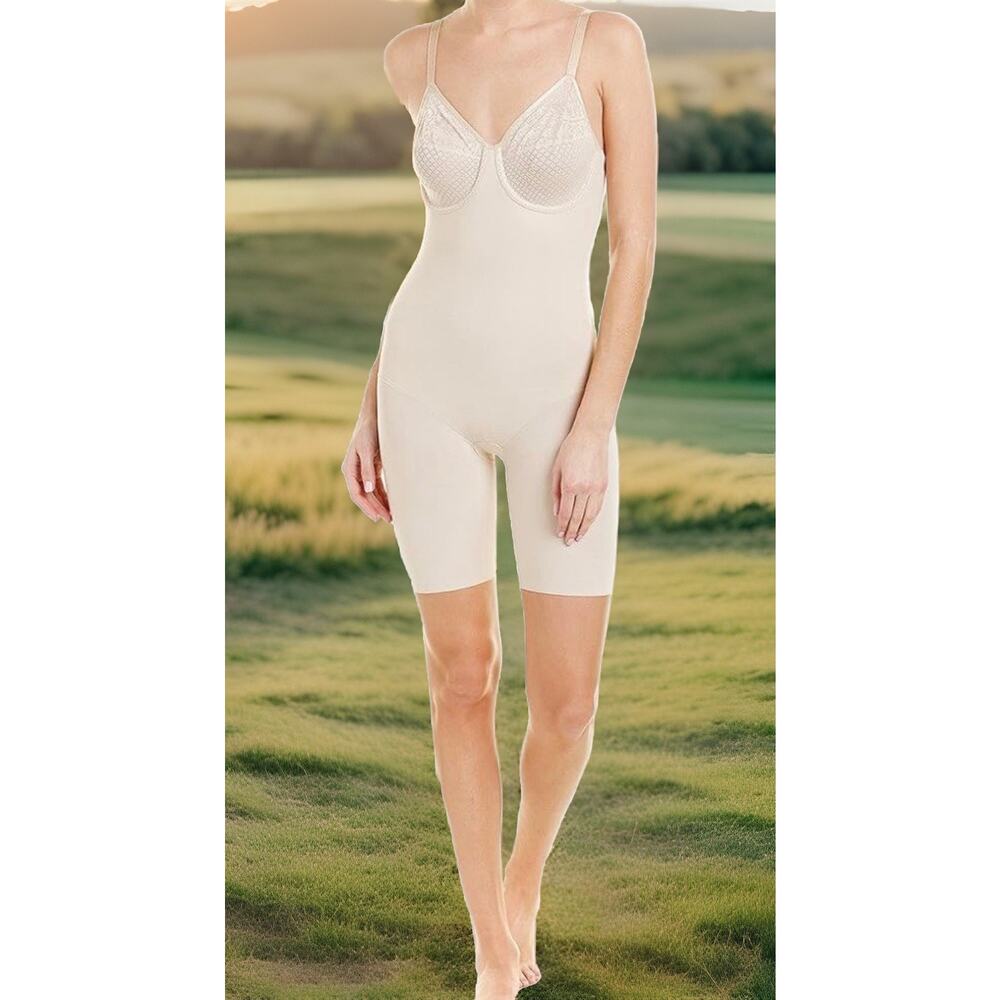 NWT Wacoal 34D Visual Effects Moderate Minimizing Bodysuit Beige - Picture 2 of 6